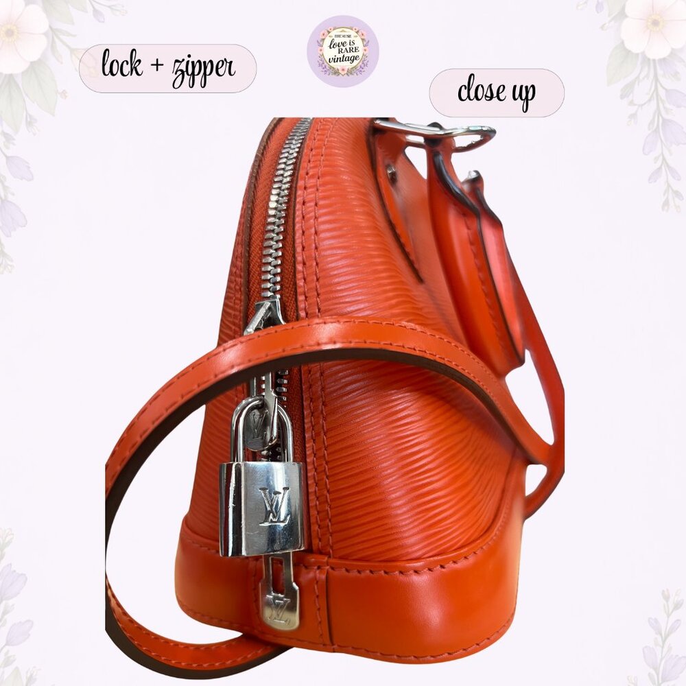 Authentic Louis Vuitton Alma BB Epi Leather Orange Crossbody • Silver Hardware - Picture 7 of 15